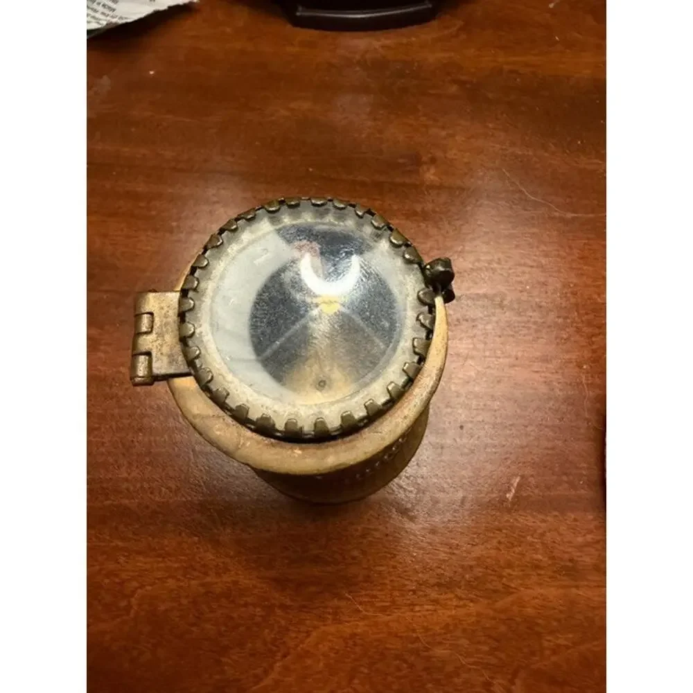 Vintage Anna Griffin Brass Stamp Roll Dispenser Two’s Company Glass Lid 2” High